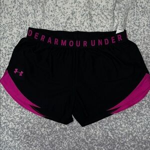 Under Armour Womens Plus Size Play Up 3.0 Shorts Black/Cerise Sz Large NWT